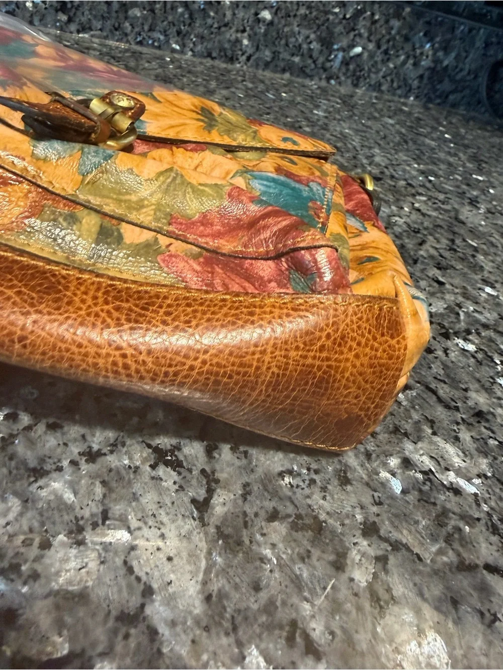 Patricia Nash Floral Crossbody Bag Brown Bright Floral Flowers Leather Boho